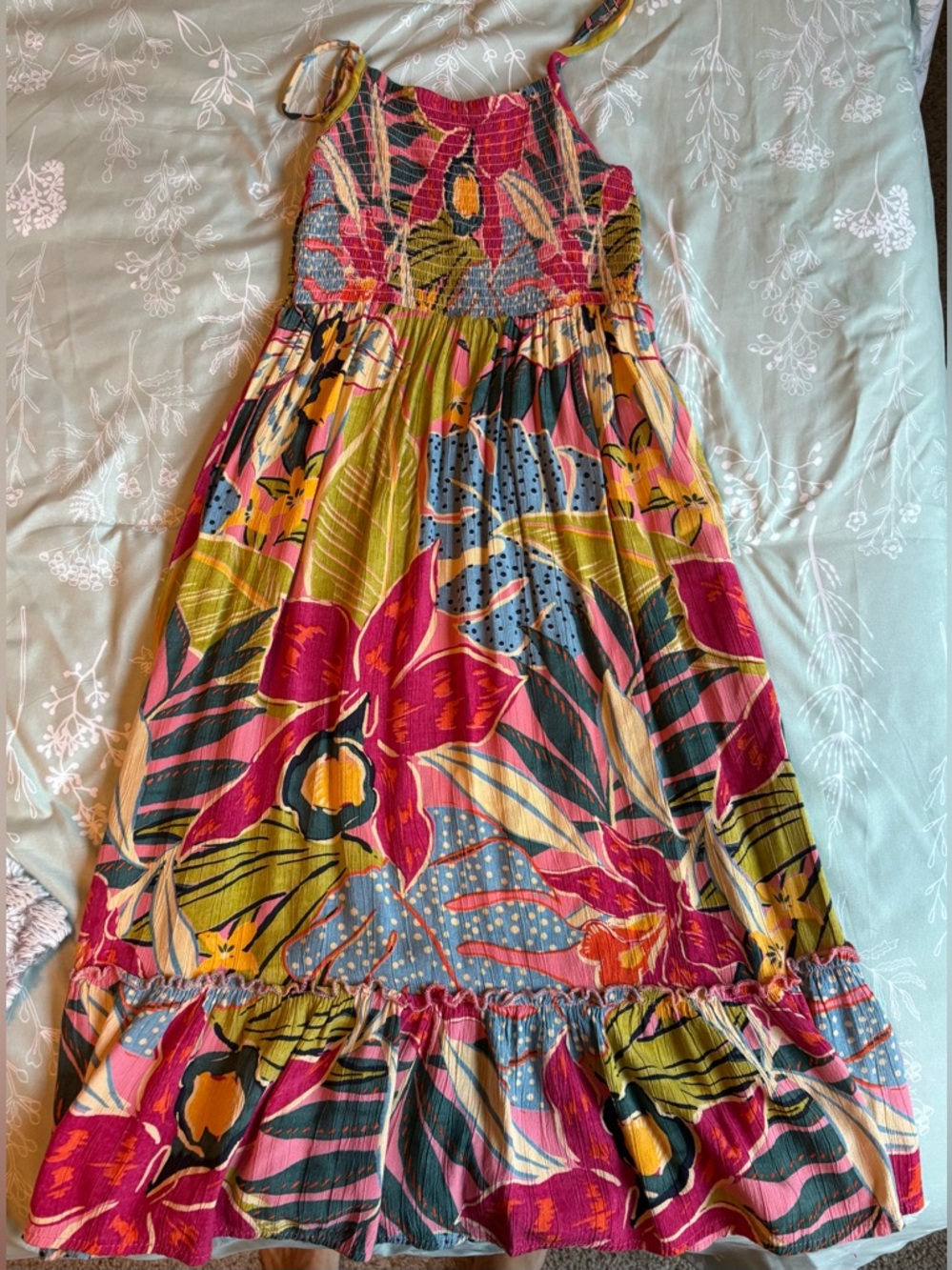 Girls' Tropical Floral Sundress - Pink & Green
